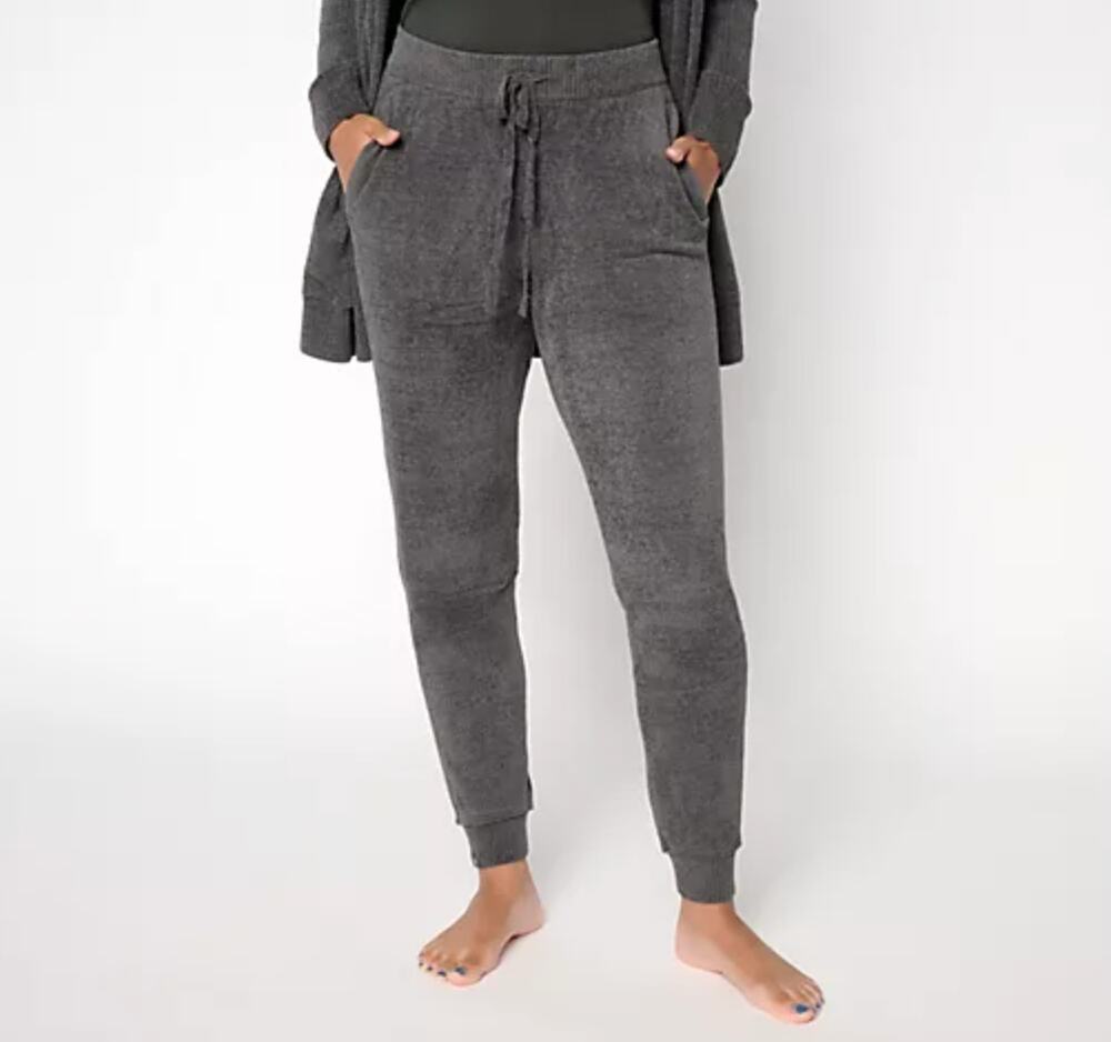 Barefoot Dreams CozyChic Ultra Lite Jersey Roll Cuff Jogger in Carbon sz M